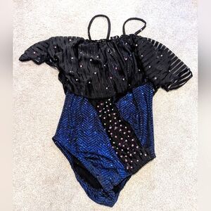 Glitter Dark Blue Dance Leotard / Costume